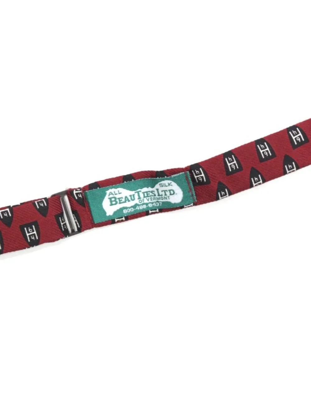 BEAU TIES of Vermont Red Preppy 6 over 4 in a Crest Logo Men's Silk Bow Tie
